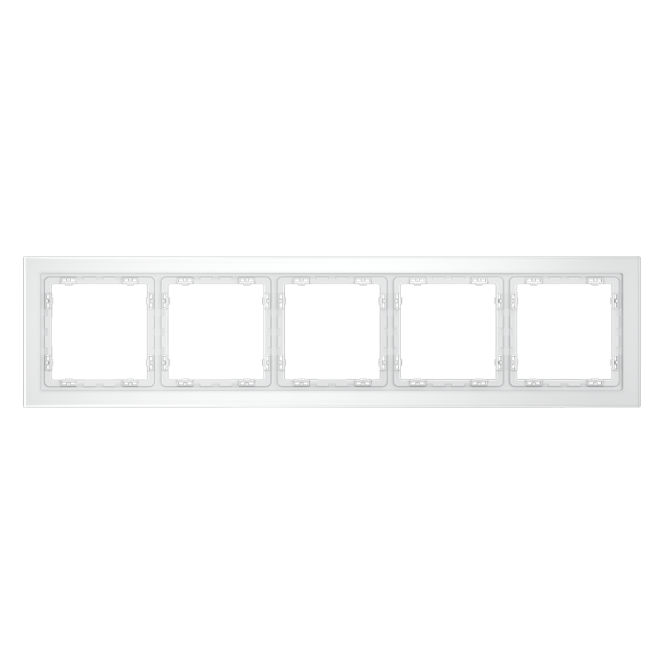 Рамка стеклянная VOLTUM S70 на 5 постов, (белый,матовый,стекло)