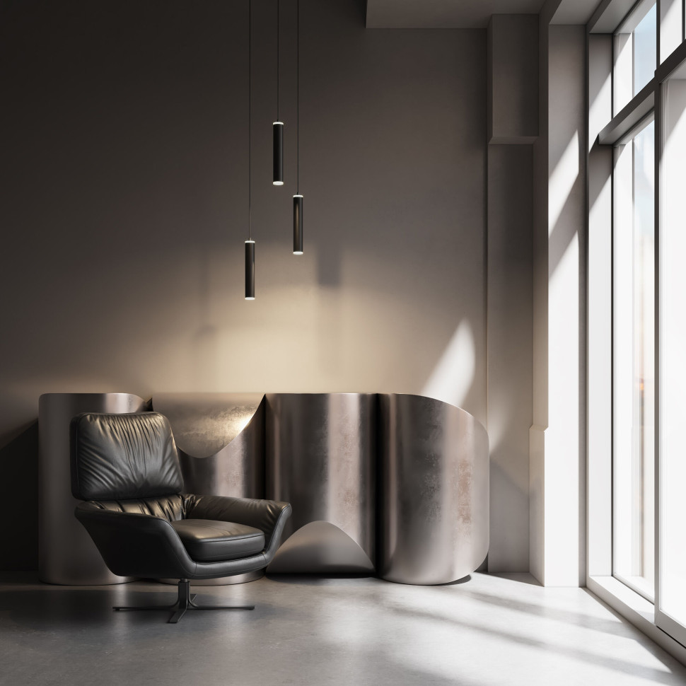 Подвесной светодиодный светильник DLR035 12W 4200K черный матовый