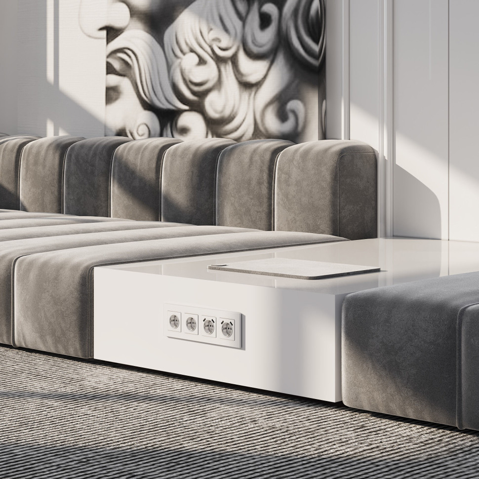 Розетка с заземлением и шторками (белая) W1171101