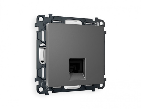 Комплект механизма компьютерной розетки ALFA MA662010 Антрацит серый RJ-45(8P8C) CAT6 с защитной шторкой QUANT