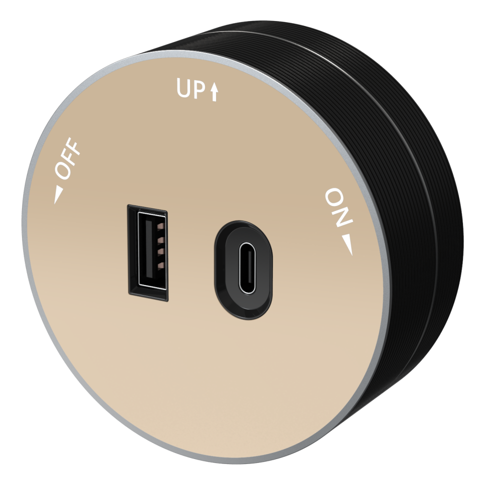 MULTITRACK Розетка 2хUSB (тип А+С) 18 Вт, 5 В/3 А ПЕСОЧНЫЙ