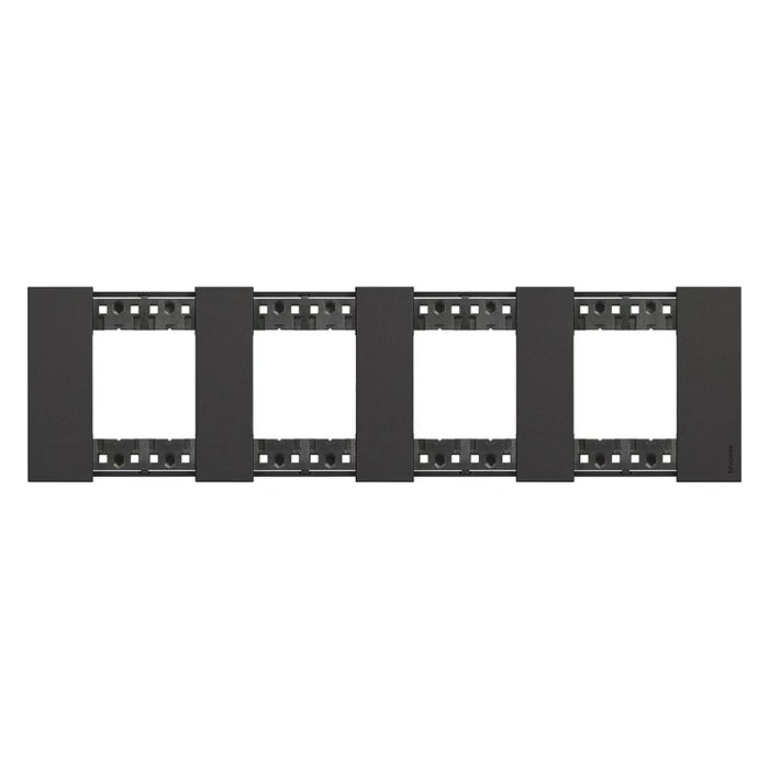 Рамка четверная (2+2+2+2 мод) без суппорта немецкий стандарт Bticino Living Now черный