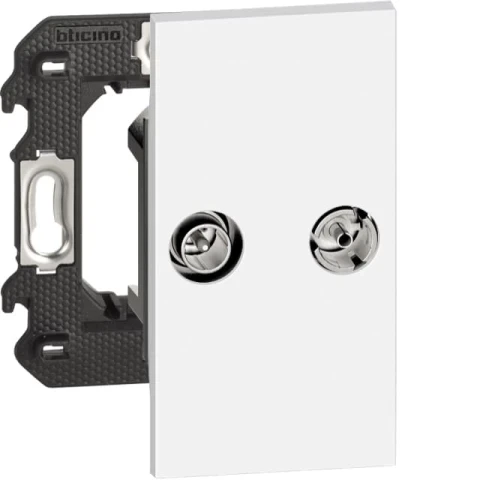 Розетка телевизионная-спутниковая TV-SAT "звезда" 2 модуля. Цвет Белый. Bticino серия Living Now