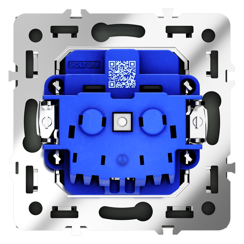 Розетка встраиваемая VOLTUM S70 с заземлением и защитными шторками, 16А, (черный матовый)