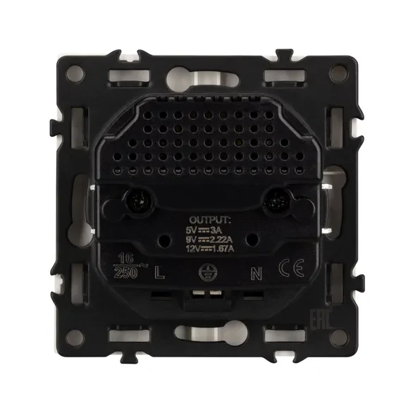 Розетка Schuko 250V 16A с USB-портом для зарядки Type A + Type C, с защитными шторками, 3,1А, 20W, IP-20, NEO PLUS контакты винтовые (белый матовый)