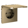 Розетка с заземлением Schuko с крышкой с защитными шторками, 250В, 16А, IP-44, (золото)  