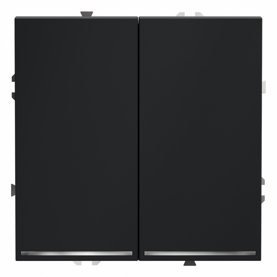 Выключатель встраиваемый VOLTUM S70 двухклавишный с подсветкой 10А, (графит)