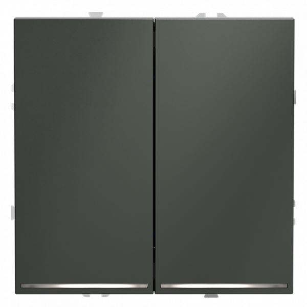 Выключатель встраиваемый VOLTUM S70 двухклавишный с подсветкой 10А, (титан) VLS020206