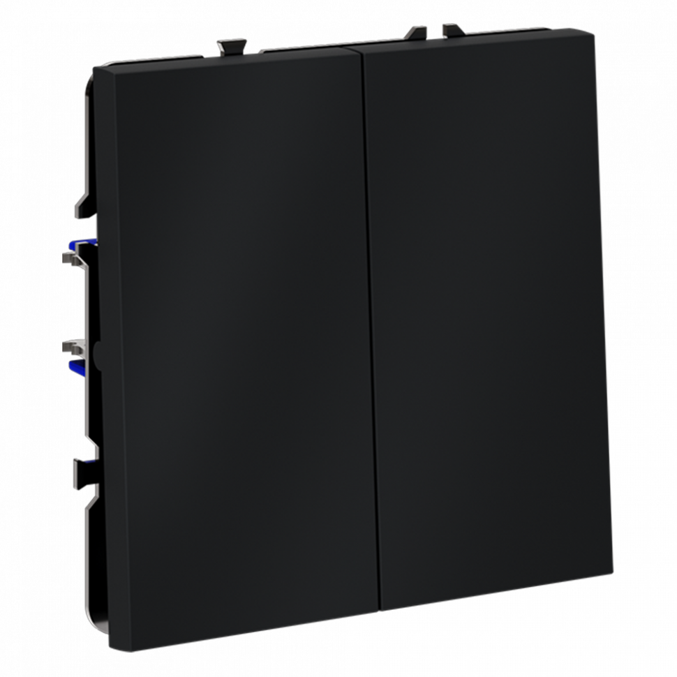 Выключатель встраиваемый VOLTUM S70 двухклавишный 10А, (графит) VLS020107