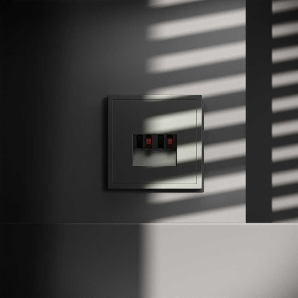 Розетка акустическая встраиваемая VOLTUM S70 4-местная, (титан) VLS060306