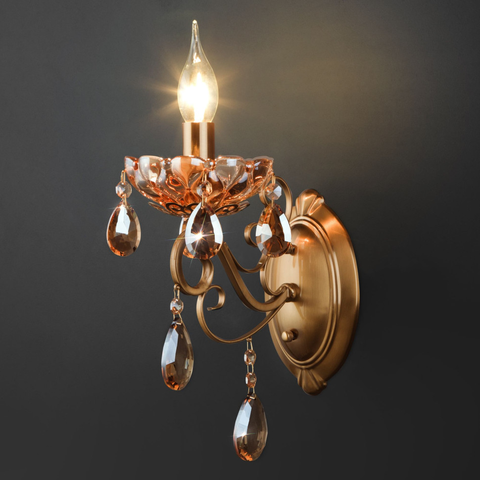 Классическое бра с хрусталем 10109/1 бронза/тонированный хрусталь Strotskis