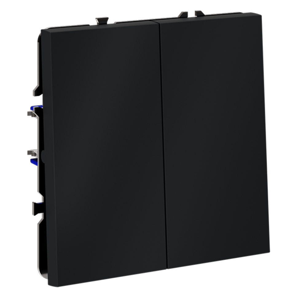 Выключатель встраиваемый VOLTUM S70 двухклавишный 10А, (графит)