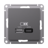 Зарядное устройство USB+Type C Schneider Electric Atlas Design Базальт ATN001439