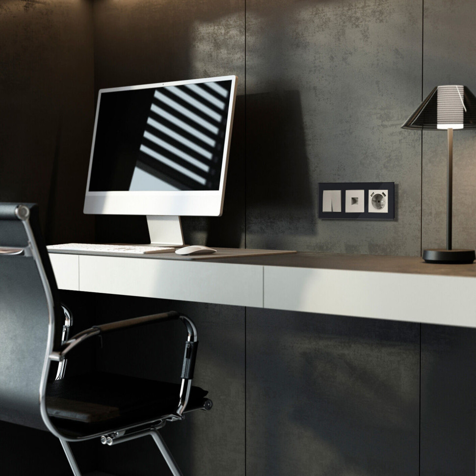 Перекрестный выключатель двухклавишный (дымчатый) W1223004