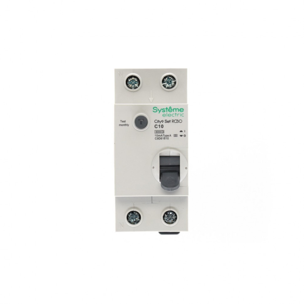 Дифференциальный автомат (АВДT) С 10A Тип-A 10мА 6kA 1P+N 230В Systeme Electric City9 Set C9D61610