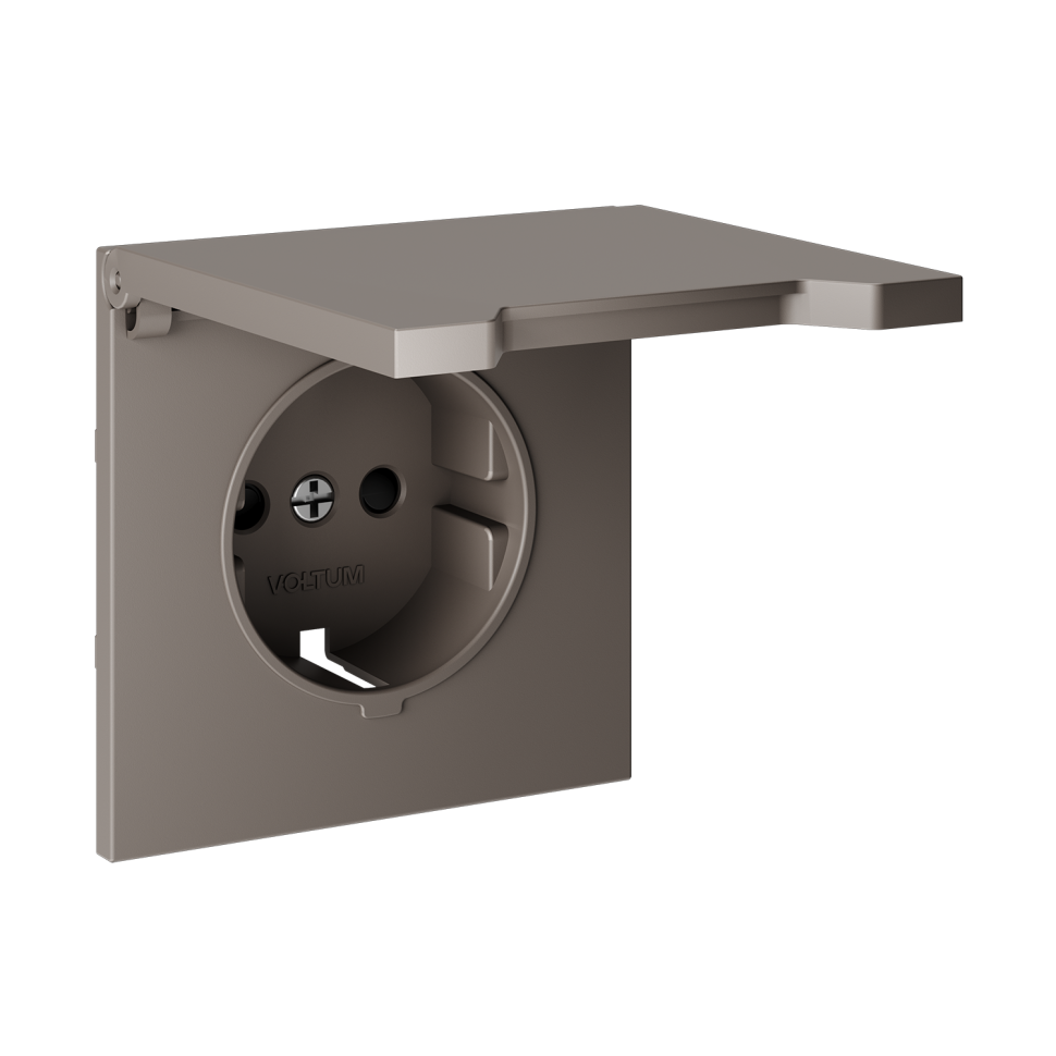 Накладка для розетки с заземлением, защитными шторками и крышкой, S70 (капучино)