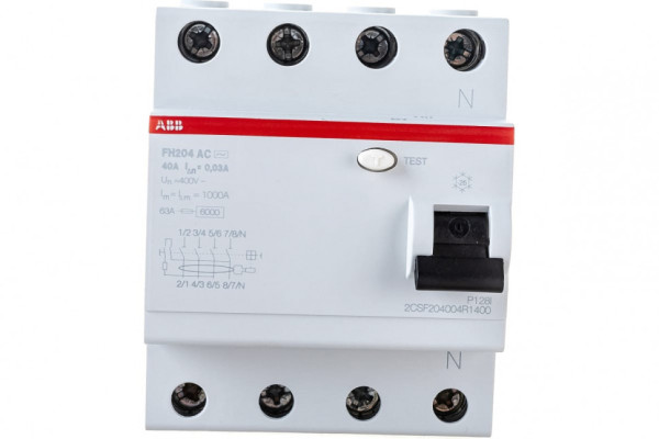Устройство защитного отключения (УЗО) ABB FH204 AC-40/0.03 Тип-AС 4P 40A 30мА 2CSF204002R1400