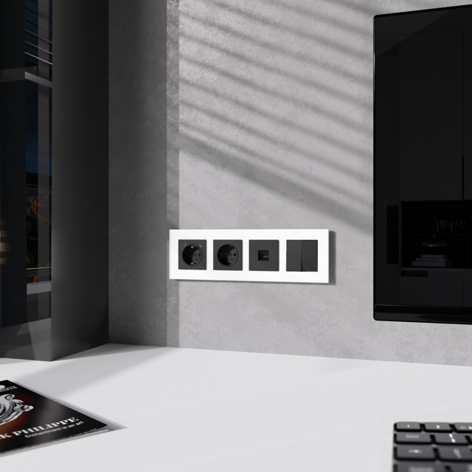 Розетка с заземлением (черный матовый) W1171008