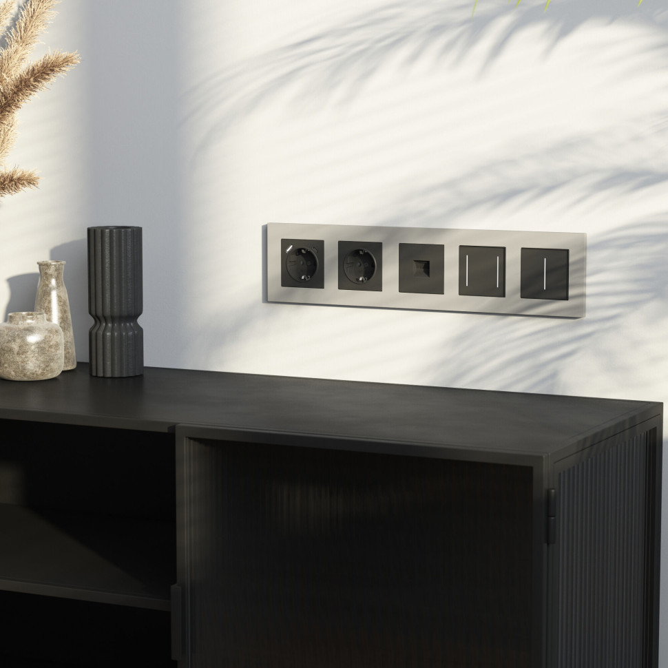 Розетка с заземлением (черный матовый) W1171008