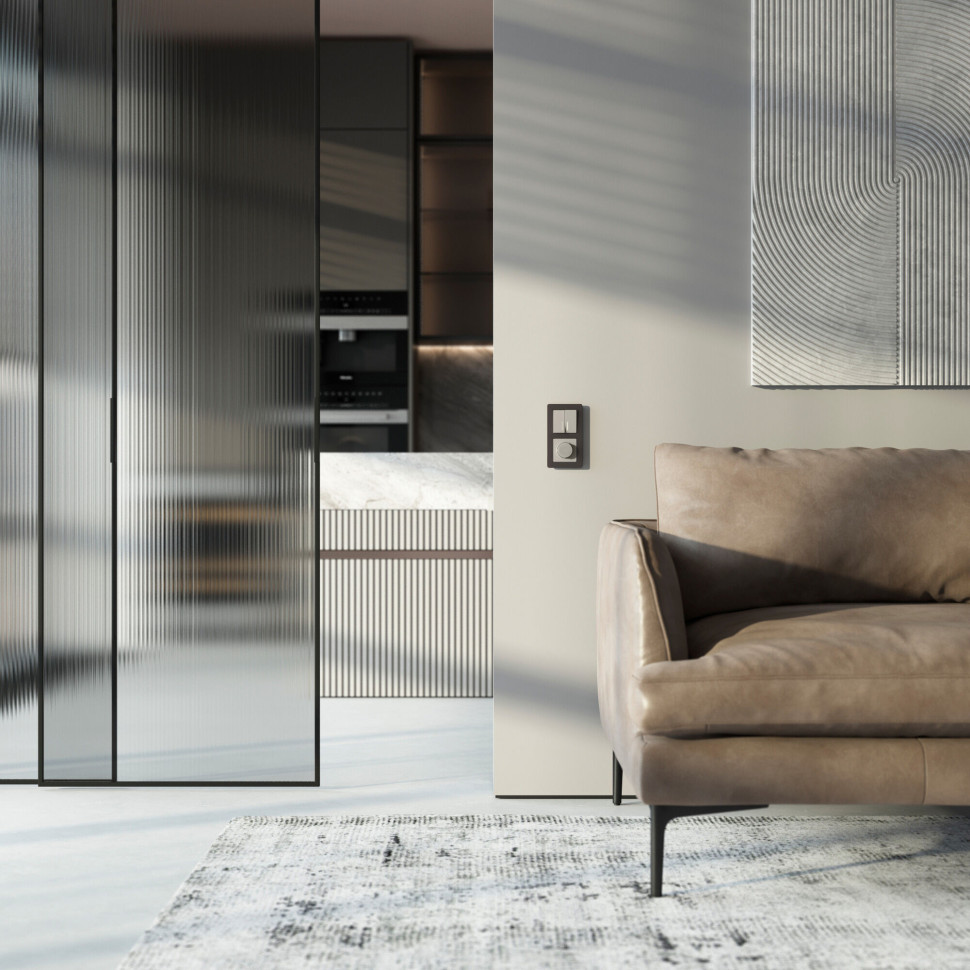 Выключатель двухклавишный проходной с подсветкой (дымчатый) W1222104