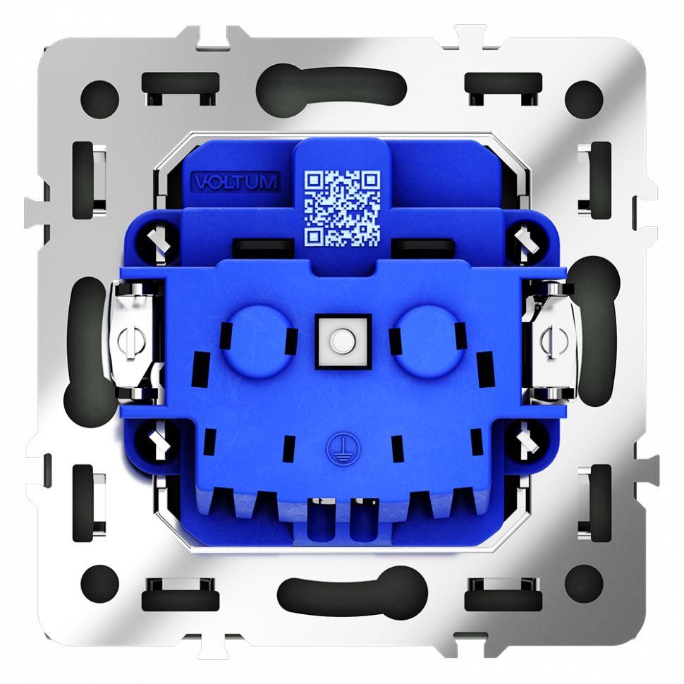 Розетка встраиваемая VOLTUM S70 с заземлением и защитными шторками, 16А, (титан) VLS040206