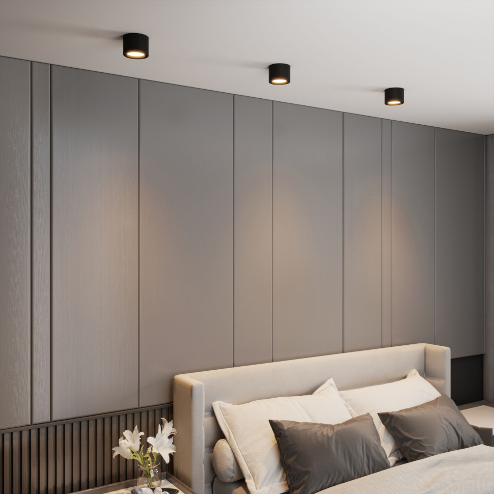 Накладной потолочный  светодиодный светильник DLR026 6W 4200K черный матовый