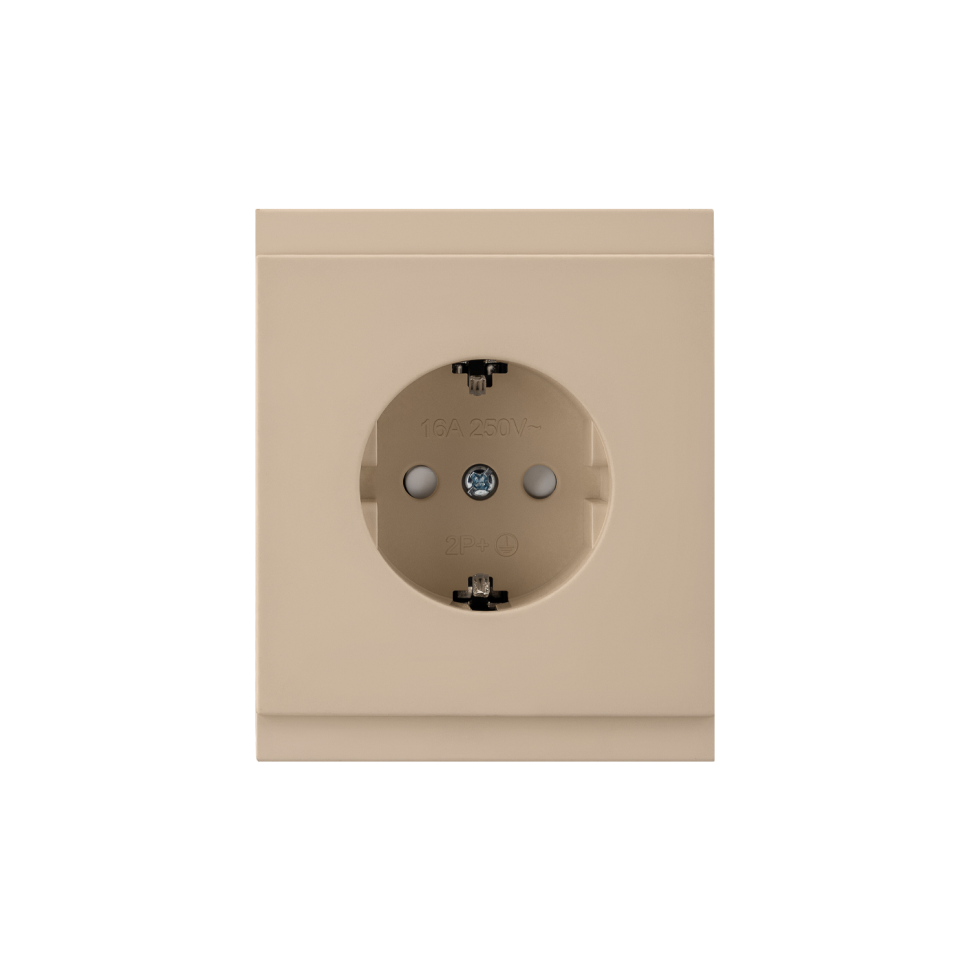 KRANZ SETE Розетка 1-ая с заземлением и шторками 16А, кашемир KR-79-0701-2