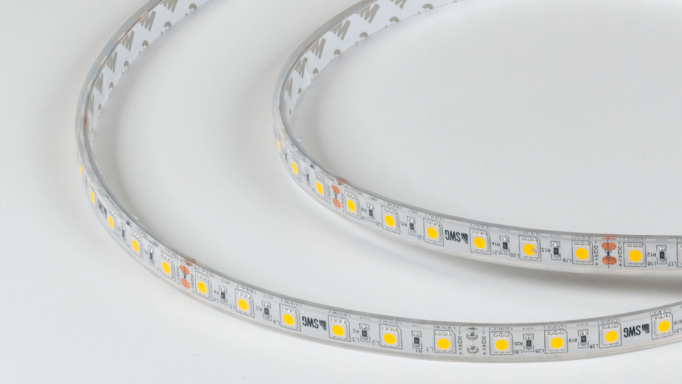  SWG Standard Светодиодная лента 5050, 60 LED/м, 14,4 Вт/м, 24В , IP68, Цвет: Теплый белый, SWG560-24-14.4-WW-68-M