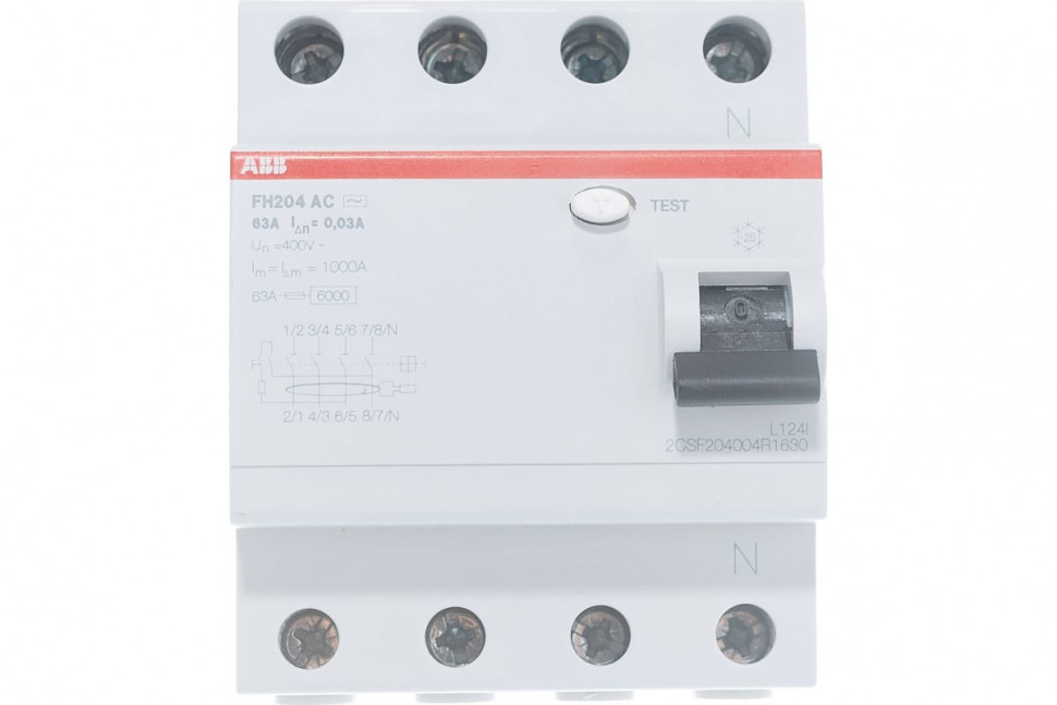 Устройство защитного отключения (УЗО) ABB FH204 AC-63/0.03 Тип-AС 4P 63A 30мА 2CSF204002R1630