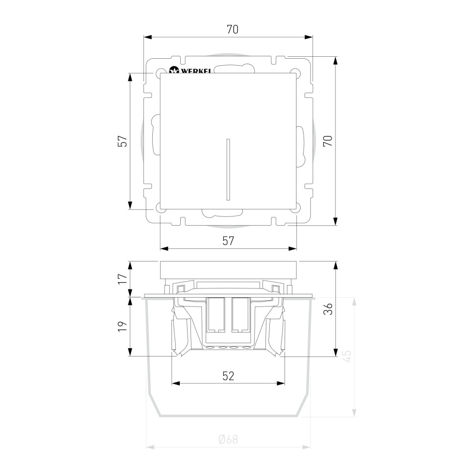 Выключатель одноклавишный  с подсветкой (черный матовый) W1110108