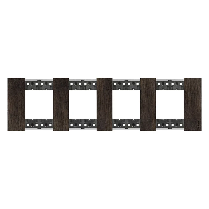 Рамка четверная (2+2+2+2 мод) без суппорта немецкий стандарт Bticino Living Now орех