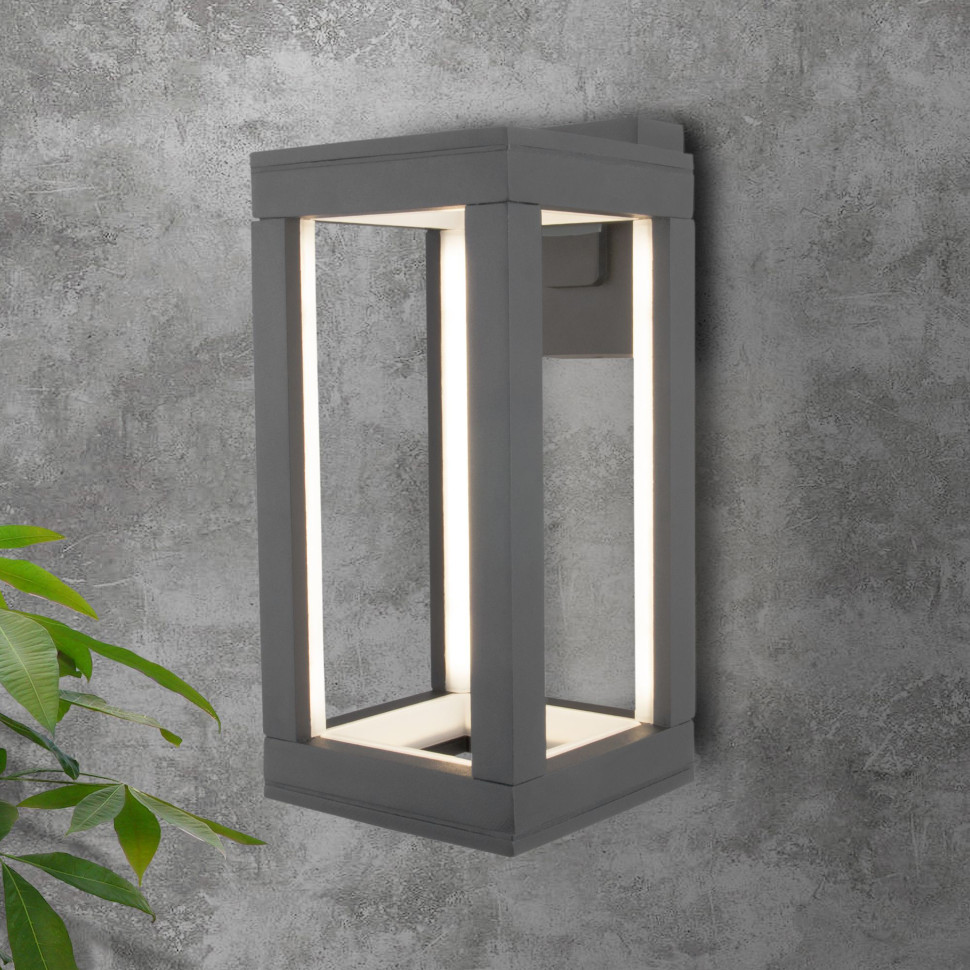 Уличный настенный светодиодный светильник Frame LED IP54 1527 TECHNO LED серый