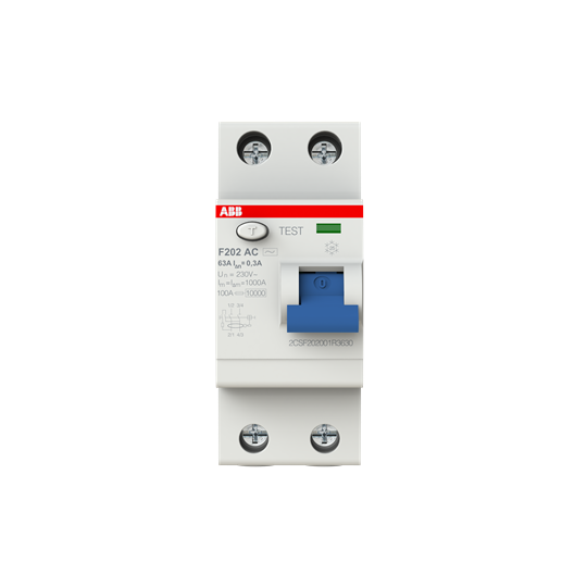 Устройство защитного отключения (УЗО) ABB F202 AC-63/0.3 Тип-AC 2P 63A 300мА 2CSF202001R3630