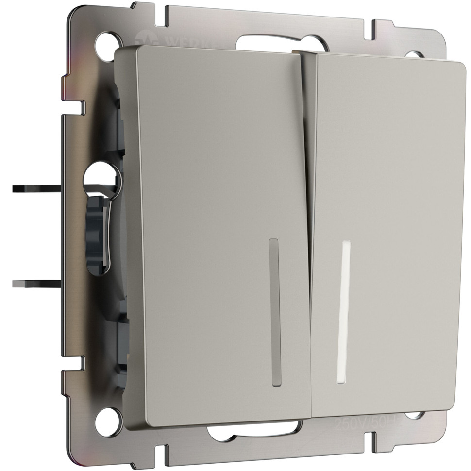 Выключатель двухклавишный с подсветкой (дымчатый) W1220104