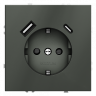 Розетка встраиваемая VOLTUM S70 с заземлением и защитными шторками, 16А, с USB, A+С, (титан) VLS040506