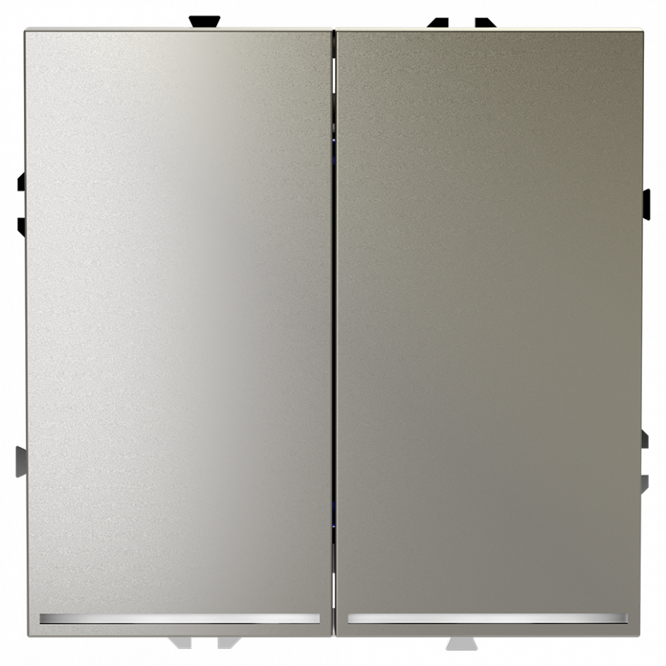 Выключатель встраиваемый VOLTUM S70 двухклавишный с подсветкой 10А, (шелк)