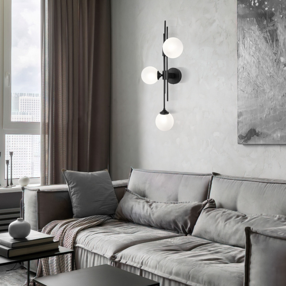 Настенный светильник со стеклянными плафонами 50383/3 латунь