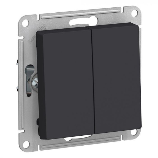 Выключатель двухклавишный Systeme Electric Atlas Design карбон ATN001051