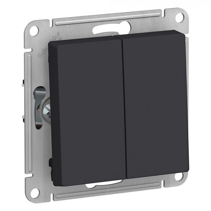 Выключатель двухклавишный Systeme Electric Atlas Design карбон ATN001051
