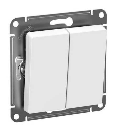 Выключатель 2-клавишный IP44 Systeme Electric Atlas Design Aqua, скрытый монтаж, белый ATN440151