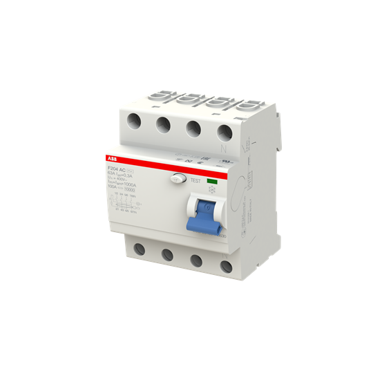 Устройство защитного отключения (УЗО) ABB F204 AC-63/0.3 Тип-AC  4P 63A 300мА 2CSF204001R3630