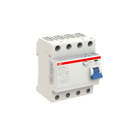 Устройство защитного отключения (УЗО) ABB F204 AC-63/0.3 Тип-AC  4P 63A 300мА 2CSF204001R3630