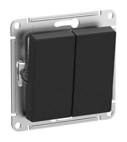 Выключатель 2-клавишный IP44 Systeme Electric Atlas Design Aqua, скрытый монтаж, карбон ATN441051