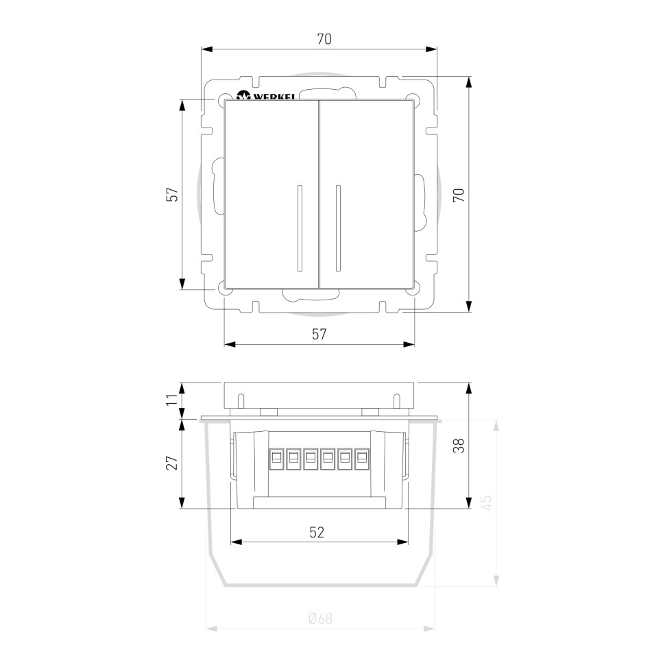 Умный сенсорный выключатель двухклавишный W4520606