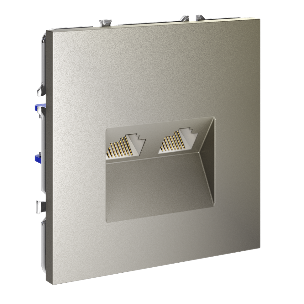 Розетка компьютерная встраиваемая VOLTUM S70 двойная RJ45+RJ45 кат.6, (шелк)