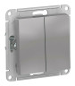 Выключатель 2-клавишный IP44 Systeme Electric Atlas Design Aqua, скрытый монтаж, алюминий ATN440351