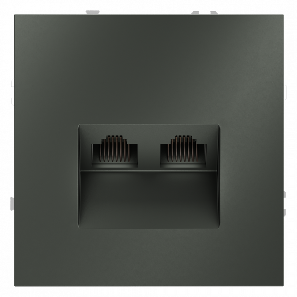 Розетка компьютерная встраиваемая VOLTUM S70 двойная RJ45+RJ45 кат.6, (титан) VLS060206