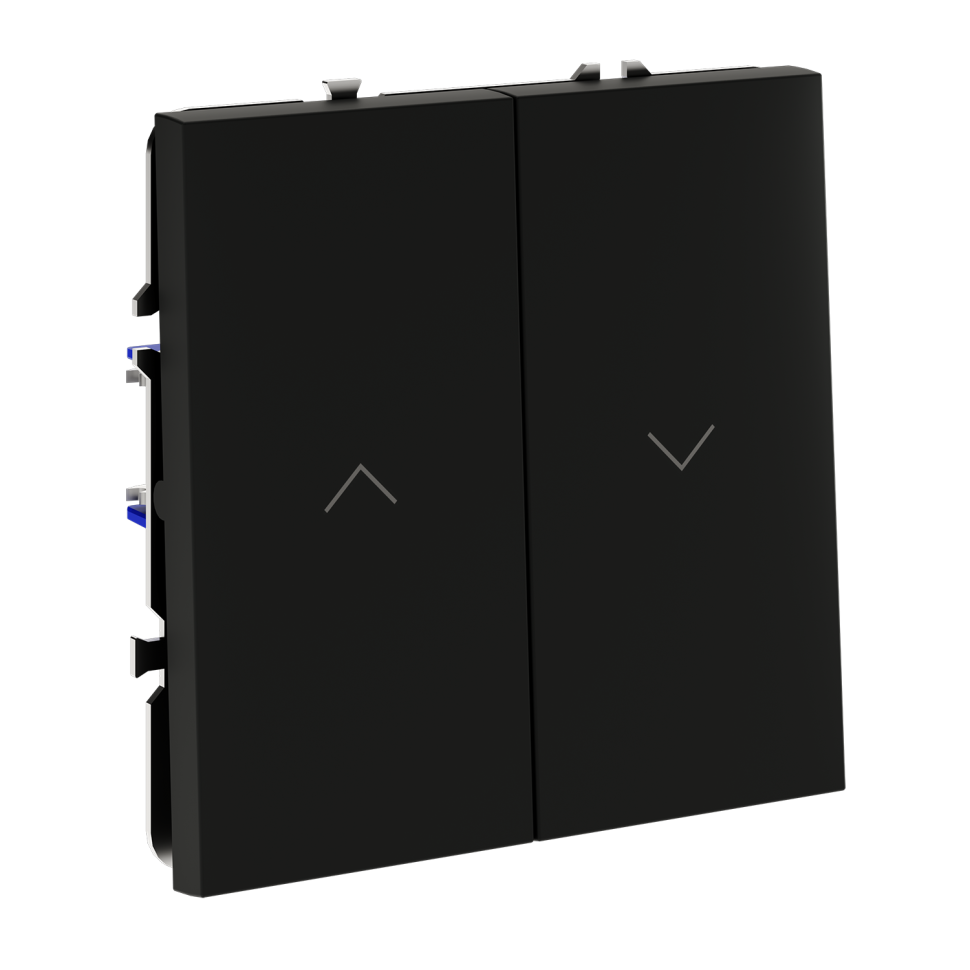 Выключатель встраиваемый VOLTUM S70 для жалюзи 10А, (черный матовый)