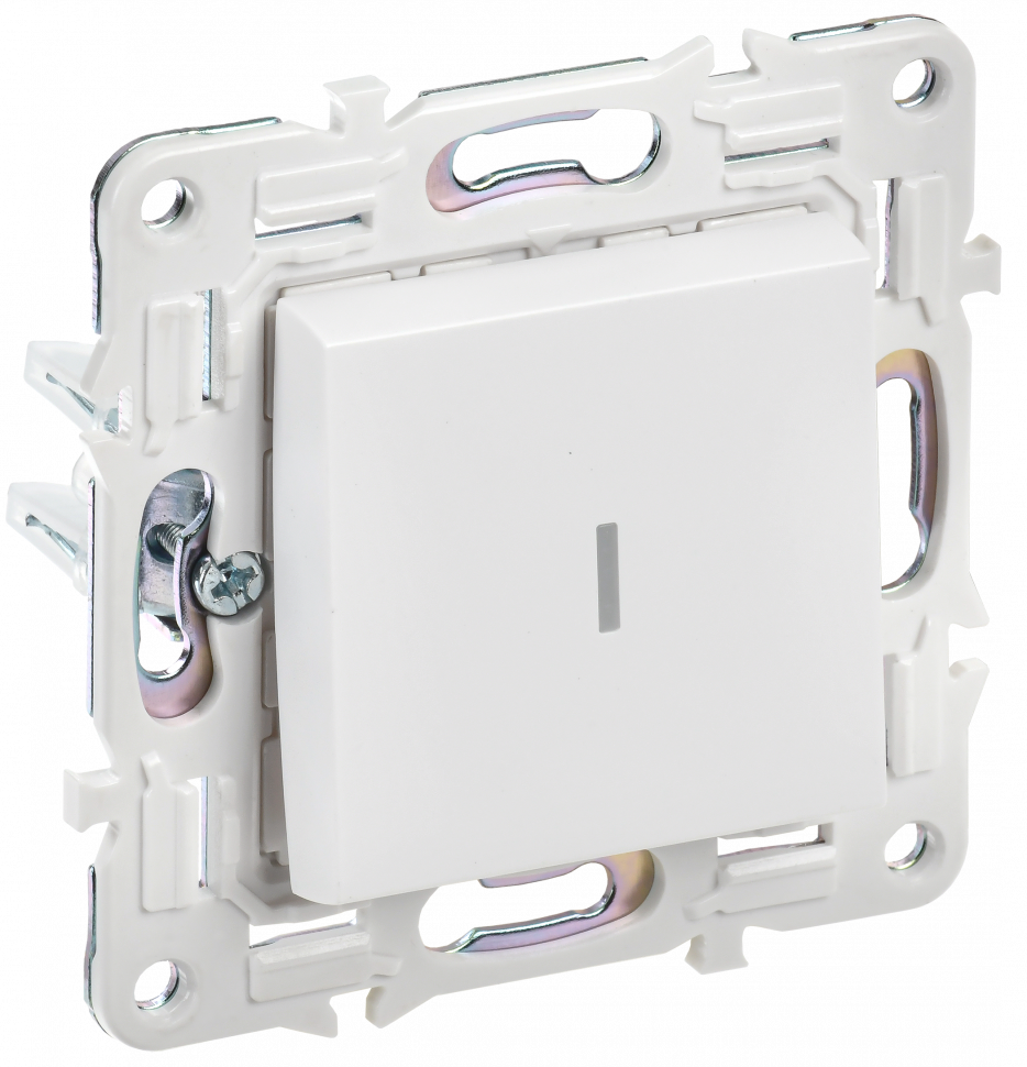 IEK SKANDY Выключатель 1-клавишный проходной с индикацией 10А SK-V08W арктический белый , SK-V12-1-10-K01