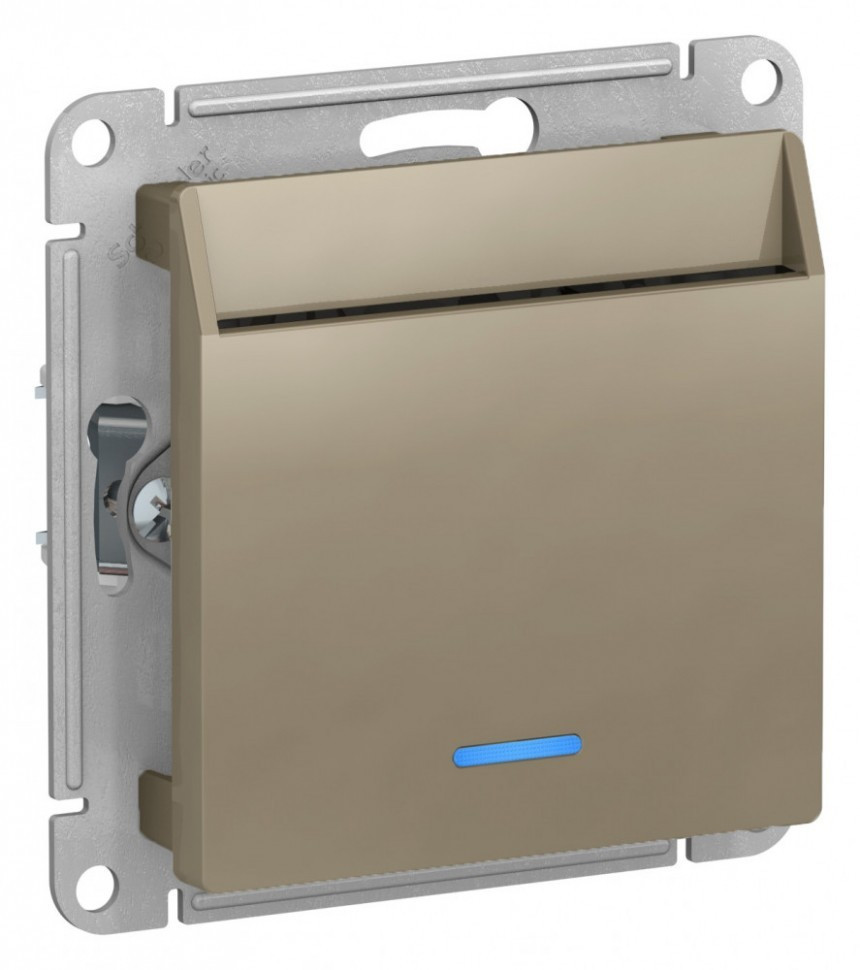 Выключатель для гостиниц Systeme Electric Atlas Design с подсветкой, шампань ATN000567